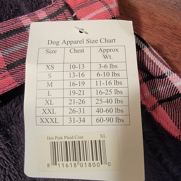 NWT Doggie Design Pink & Black Plaid Coat Faux Fur Trim Size XL with Leash - Picture 8 of 8